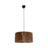 GloboStar® KYCLOS 203-0047 Boho Κρεμαστό Φωτιστικό Καπέλο Μονόφωτο 1 x E27 IP20 Καφέ Rattan - M40 x Π40 x Υ25.5cm