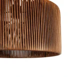 GloboStar® KYCLOS 203-0047 Boho Κρεμαστό Φωτιστικό Καπέλο Μονόφωτο 1 x E27 IP20 Καφέ Rattan - M40 x Π40 x Υ25.5cm