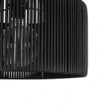 GloboStar® KYCLOS 203-0048 Boho Κρεμαστό Φωτιστικό Καπέλο Μονόφωτο 1 x E27 IP20 Μαύρο Rattan - M40 x Π40 x Υ25.5cm