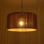 GloboStar® KYCLOS 203-0049 Boho Κρεμαστό Φωτιστικό Καπέλο Μονόφωτο 1 x E27 IP20 Μπεζ Rattan - M40 x Π40 x Υ25.5cm