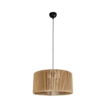GloboStar® KYCLOS 203-0049 Boho Κρεμαστό Φωτιστικό Καπέλο Μονόφωτο 1 x E27 IP20 Μπεζ Rattan - M40 x Π40 x Υ25.5cm