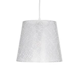 GloboStar® CONEY 203-0069 Μοντέρνο Κρεμαστό Φωτιστικό Καπέλο Μονόφωτο 1 x E27 IP20 Λευκό Ύφασμα - Μ26 x Π26 x Υ25cm