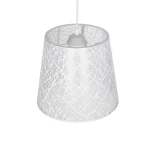 GloboStar® CONEY 203-0069 Μοντέρνο Κρεμαστό Φωτιστικό Καπέλο Μονόφωτο 1 x E27 IP20 Λευκό Ύφασμα - Μ26 x Π26 x Υ25cm