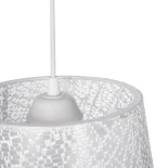 GloboStar® CONEY 203-0069 Μοντέρνο Κρεμαστό Φωτιστικό Καπέλο Μονόφωτο 1 x E27 IP20 Λευκό Ύφασμα - Μ26 x Π26 x Υ25cm