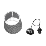 GloboStar® CONEY 203-0070 Μοντέρνο Κρεμαστό Φωτιστικό Καπέλο Μονόφωτο 1 x E27 IP20 Γκρι Διάτρητο Ύφασμα - Μ26 x Π26 x Υ25cm