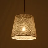 GloboStar® CONEY 203-0070 Μοντέρνο Κρεμαστό Φωτιστικό Καπέλο Μονόφωτο 1 x E27 IP20 Γκρι Διάτρητο Ύφασμα - Μ26 x Π26 x Υ25cm