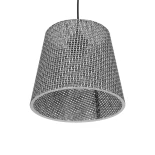 GloboStar® CONEY 203-0070 Μοντέρνο Κρεμαστό Φωτιστικό Καπέλο Μονόφωτο 1 x E27 IP20 Γκρι Διάτρητο Ύφασμα - Μ26 x Π26 x Υ25cm