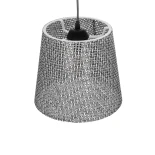 GloboStar® CONEY 203-0070 Μοντέρνο Κρεμαστό Φωτιστικό Καπέλο Μονόφωτο 1 x E27 IP20 Γκρι Διάτρητο Ύφασμα - Μ26 x Π26 x Υ25cm