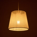 GloboStar® CONEY 203-0071 Μοντέρνο Κρεμαστό Φωτιστικό Καπέλο Μονόφωτο 1 x E27 IP20 Mπεζ Διάτρητο Ύφασμα - Μ26 x Π26 x Υ25cm