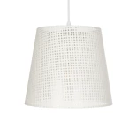 GloboStar® CONEY 203-0071 Μοντέρνο Κρεμαστό Φωτιστικό Καπέλο Μονόφωτο 1 x E27 IP20 Mπεζ Διάτρητο Ύφασμα - Μ26 x Π26 x Υ25cm