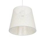 GloboStar® CONEY 203-0071 Μοντέρνο Κρεμαστό Φωτιστικό Καπέλο Μονόφωτο 1 x E27 IP20 Mπεζ Διάτρητο Ύφασμα - Μ26 x Π26 x Υ25cm