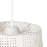 GloboStar® CONEY 203-0071 Μοντέρνο Κρεμαστό Φωτιστικό Καπέλο Μονόφωτο 1 x E27 IP20 Mπεζ Διάτρητο Ύφασμα - Μ26 x Π26 x Υ25cm