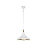 GloboStar® BELFRY 203-0076 Μοντέρνο Κρεμαστό Φωτιστικό Καμπάνα Μονόφωτο 1 x E27 IP20 Λεύκο & Χρυσό Πλαστικό - Μ29.5 x Π29.5 x Υ22cm