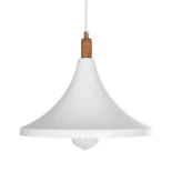 GloboStar® BELFRY 203-0076 Μοντέρνο Κρεμαστό Φωτιστικό Καμπάνα Μονόφωτο 1 x E27 IP20 Λεύκο & Χρυσό Πλαστικό - Μ29.5 x Π29.5 x Υ22cm