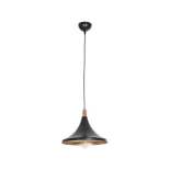 GloboStar® BELFRY 203-0077 Μοντέρνο Κρεμαστό Φωτιστικό Καμπάνα Μονόφωτο 1 x E27 IP20 Μαύρο & Χρυσό Πλαστικό - Μ29.5 x Π29.5 x Υ22cm