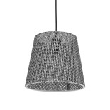 GloboStar® CONEY 203-0070 Μοντέρνο Κρεμαστό Φωτιστικό Καπέλο Μονόφωτο 1 x E27 IP20 Γκρι Διάτρητο Ύφασμα - Μ26 x Π26 x Υ25cm
