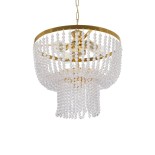 GLOBOSTAR® CRYSTAL 203-0028 Κλασικό Κρεμαστό Φωτιστικό Οροφής με Ντουί 3 x E27 AC 220-240V IP20 - Χρυσό & Διάφανο - Μ41 x Π41 x Υ40cm