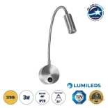 GloboStar® GOOSE 61691 Φωτιστικό Τοίχου - Απλίκα LED 3W 300lm 36° AC 220-240V IP20 Θερμό Λευκό 2700K Ασημί Αλουμίνιο - Μ6.5 x Π22.5 x Υ23cm - 2 Xρόνια Εγγύηση