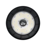 GLOBOSTAR® INDUSTRY 61705 Βιομηχανικό Φωτιστικό Καμπάνα High Bay UFO Τεχνολογίας Smart Group Linkable Control System 2.4Ghz με Αισθητήρα Κίνησης Microwave LED 150W 22500lm SDCM<5 90° AC 85-265V Αδιάβροχο IP65 IK08 Μαύρο Χυτό Αλουμίνιο - Φυσικό Λευκό 5000K