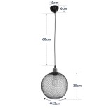 GLOBOSTAR® WIRE 203-0004 Μοντέρνο Κρεμαστό Φωτιστικό Οροφής με Ντουί 1 x E27 AC 220-240V IP20 - Μαύρο & Χάλκινο - Μ25 x Π25 x Υ30cm