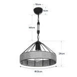 GloboStar® ZION 203-0003 Vintage Κρεμαστό Φωτιστικό Σχοινί Μονόφωτο 1 x E27 IP20 Μαύρο Μέταλλο με Μπεζ Σχοινί - Μ33 x Π33 x Υ29cm