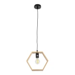 GloboStar® ELISE 01429 Μοντέρνο Κρεμαστό Φωτιστικό Γεωμετρικό Σχήμα Μονόφωτο 1 x E27 IP20 Μπεζ Ξύλο - Μ26 x Π8 x Υ25cm