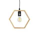 GloboStar® ELISE 01429 Μοντέρνο Κρεμαστό Φωτιστικό Γεωμετρικό Σχήμα Μονόφωτο 1 x E27 IP20 Μπεζ Ξύλο - Μ26 x Π8 x Υ25cm