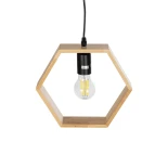 GloboStar® ELISE 01429 Μοντέρνο Κρεμαστό Φωτιστικό Γεωμετρικό Σχήμα Μονόφωτο 1 x E27 IP20 Μπεζ Ξύλο - Μ26 x Π8 x Υ25cm