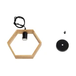GloboStar® ELISE 01429 Μοντέρνο Κρεμαστό Φωτιστικό Γεωμετρικό Σχήμα Μονόφωτο 1 x E27 IP20 Μπεζ Ξύλο - Μ26 x Π8 x Υ25cm