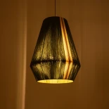 GloboStar® SALERNO 02335 Boho Κρεμαστό Φωτιστικό Πλέγμα Μονόφωτο 1 x E27 IP20 Πράσινο, Μπεζ & Καφέ Νήμα - Μ50 x Π50 x Υ60cm