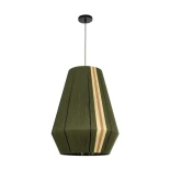GloboStar® SALERNO 02335 Boho Κρεμαστό Φωτιστικό Πλέγμα Μονόφωτο 1 x E27 IP20 Πράσινο, Μπεζ & Καφέ Νήμα - Μ50 x Π50 x Υ60cm