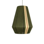 GloboStar® SALERNO 02335 Boho Κρεμαστό Φωτιστικό Πλέγμα Μονόφωτο 1 x E27 IP20 Πράσινο, Μπεζ & Καφέ Νήμα - Μ50 x Π50 x Υ60cm