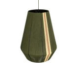 GloboStar® SALERNO 02335 Boho Κρεμαστό Φωτιστικό Πλέγμα Μονόφωτο 1 x E27 IP20 Πράσινο, Μπεζ & Καφέ Νήμα - Μ50 x Π50 x Υ60cm