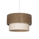 GloboStar® SISSIE 203-0138 Μοντέρνο Κρεμαστό Φωτιστικό Καπέλο Μονόφωτο 1 x E27 IP20 Καφέ & Μπεζ Ύφασμα - Μ30 x Π30 x Υ23cm