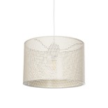 GloboStar® CLAIRIE 203-0137 Μοντέρνο Κρεμαστό Φωτιστικό Καπέλο Μονόφωτο 1 x E27 IP20 Λευκό Ύφασμα - Μ30 x Π30 x Υ22cm