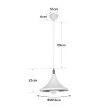 GloboStar® BELFRY 203-0076 Μοντέρνο Κρεμαστό Φωτιστικό Καμπάνα Μονόφωτο 1 x E27 IP20 Λεύκο & Χρυσό Πλαστικό - Μ29.5 x Π29.5 x Υ22cm