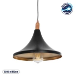 GloboStar® BELFRY 203-0077 Μοντέρνο Κρεμαστό Φωτιστικό Καμπάνα Μονόφωτο 1 x E27 IP20 Μαύρο & Χρυσό Πλαστικό - Μ29.5 x Π29.5 x Υ22cm
