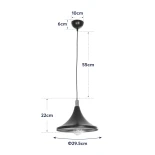 GloboStar® BELFRY 203-0077 Μοντέρνο Κρεμαστό Φωτιστικό Καμπάνα Μονόφωτο 1 x E27 IP20 Μαύρο & Χρυσό Πλαστικό - Μ29.5 x Π29.5 x Υ22cm