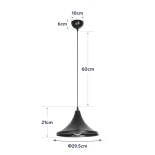 GloboStar® BELFRY 203-0078 Μοντέρνο Κρεμαστό Φωτιστικό Καμπάνα Μονόφωτο 1 x E27 IP20 Μαύρο Πλαστικό - Μ29.5 x Π29.5 x Υ21cm