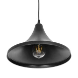 GloboStar® BELFRY 203-0078 Μοντέρνο Κρεμαστό Φωτιστικό Καμπάνα Μονόφωτο 1 x E27 IP20 Μαύρο Πλαστικό - Μ29.5 x Π29.5 x Υ21cm
