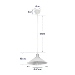 GloboStar® FERRO 203-0083 Μοντέρνο Κρεμαστό Φωτιστικό Καμπάνα Μονόφωτο 1 x E27 IP20 Λευκό & Χρυσό Πλαστικό - Μ30 x Π30 x Υ15cm
