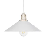 GloboStar® FERRO 203-0083 Μοντέρνο Κρεμαστό Φωτιστικό Καμπάνα Μονόφωτο 1 x E27 IP20 Λευκό & Χρυσό Πλαστικό - Μ30 x Π30 x Υ15cm