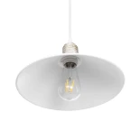 GloboStar® FERRO 203-0083 Μοντέρνο Κρεμαστό Φωτιστικό Καμπάνα Μονόφωτο 1 x E27 IP20 Λευκό & Χρυσό Πλαστικό - Μ30 x Π30 x Υ15cm