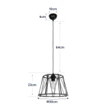 GloboStar® JUTE 203-0090 Μοντέρνο Κρεμαστό Φωτιστικό Σχοινί Μονόφωτο 1 x E27 IP20 Μαύρο Πλαστικό με Μπεζ Σχοινί - Μ30 x Π30 x Υ23cm