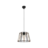 GloboStar® JUTE 203-0090 Μοντέρνο Κρεμαστό Φωτιστικό Σχοινί Μονόφωτο 1 x E27 IP20 Μαύρο Πλαστικό με Μπεζ Σχοινί - Μ30 x Π30 x Υ23cm