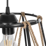 GloboStar® JUTE 203-0090 Μοντέρνο Κρεμαστό Φωτιστικό Σχοινί Μονόφωτο 1 x E27 IP20 Μαύρο Πλαστικό με Μπεζ Σχοινί - Μ30 x Π30 x Υ23cm