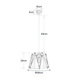 GloboStar® JUTE 203-0091 Μοντέρνο Κρεμαστό Φωτιστικό Σχοινί Μονόφωτο 1 x E27 IP20 Λευκό Πλαστικό με Μπεζ Σχοινί - Μ30 x Π30 x Υ23cm
