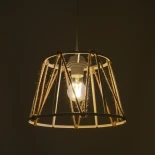 GloboStar® JUTE 203-0091 Μοντέρνο Κρεμαστό Φωτιστικό Σχοινί Μονόφωτο 1 x E27 IP20 Λευκό Πλαστικό με Μπεζ Σχοινί - Μ30 x Π30 x Υ23cm
