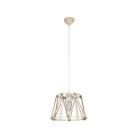 GloboStar® JUTE 203-0092 Μοντέρνο Κρεμαστό Φωτιστικό Σχοινί Μονόφωτο 1 x E27 IP20 Μπεζ Πλαστικό με Μπεζ Σχοινί - Μ30 x Π30 x Υ23cm
