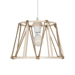 GloboStar® JUTE 203-0092 Μοντέρνο Κρεμαστό Φωτιστικό Σχοινί Μονόφωτο 1 x E27 IP20 Μπεζ Πλαστικό με Μπεζ Σχοινί - Μ30 x Π30 x Υ23cm